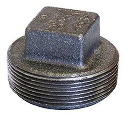 USA Manufactured Black Cast Iron Solid Square Head Pipe Plug