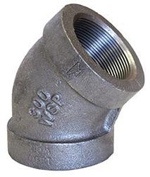 USA Manufactured FPxFP Malleable Black Iron Extra Heavy 45° Pipe Elbow