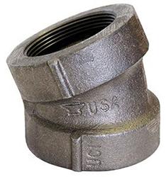 USA Manufactured FNPT Black Cast Iron 22-1/2&deg; Drainage Pipe Elbow