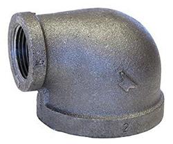 USA Manufactured FPxFP Malleable Black Iron Reducing 90° Pipe Elbow