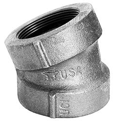 USA Manufactured FNPT Galvanized Cast Iron 22-1/2° Drainage Pipe Elbow