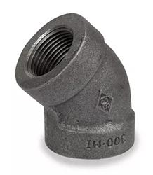 Globally Manufactured 300# FNPTxFNPT Malleable Black Iron Pipe 45&deg; Elbow