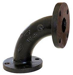 USA Manufactured Black Cast Iron 90&deg; Pipe Long Radius Flange Elbow