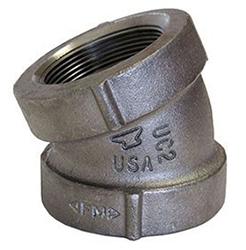 USA Manufactured FNPT Black Cast Iron 22-1/2&deg; Pipe Elbow
