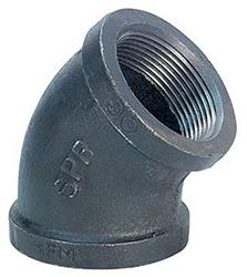 Globally Manufactured 150# FNPTxMNPT Malleable Black Iron Pipe 45&deg; Elbow