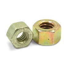 1/4"-28 L-9 Hex Nut Yellow Cadmium  & Wax