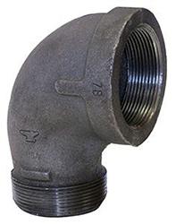 USA Manufactured MPxFP Malleable Black Iron 90° Pipe Street Elbow