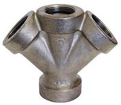 USA Manufactured Black Cast Iron Pipe Double Y-Branch w/ 45&deg;
