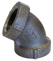 USA Manufactured FNPT Black Cast Iron Short Turn 60&deg; Drainage Pipe Elbow