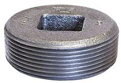 USA Manufactured Black Cast Iron Solid Counter Sunk Square Head Pipe Plug