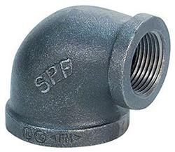 Globally Manufactured 150# FNPTxFNPT Malleable Black Iron Pipe 90&deg; Reducing Elbow
