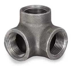 Globally Manufactured 150# FNPTxFNPTxFNPT Malleable Black Iron Pipe 90° Side Outlet Elbow