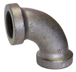 USA Manufactured FNPT Black Cast Iron Extra Long Turn 90&deg; Drainage Pipe Elbow