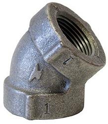 USA Manufactured FNPT Black Cast Iron 45&deg; Pipe Elbow