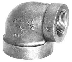 USA Manufactured FPxFP Malleable Galvanized Iron Extra Heavy Reducing 90° Pipe Elbow