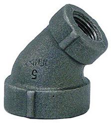 USA Manufactured FNPT Black Cast Iron 45&deg; Pipe Reducing Elbow