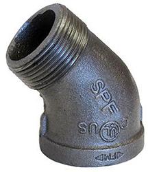 Globally Manufactured 150# FNPTxMNPT Malleable Black Iron Pipe 45&deg; Street Elbow