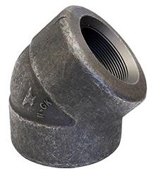 USA Manufactured Class 6000 Black Threaded Forged Steel 45° Elbow