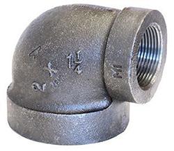 USA Manufactured FPxFP Malleable Black Iron Extra Heavy Reducing 90° Pipe Elbow