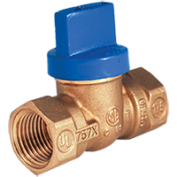 Legend T-3001 Blue Top Forged Brass One Piece FNPT x FNPT Gas Ball Valve with TEE Handle